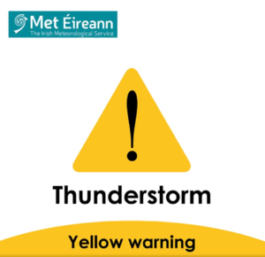 Status Yellow thunderstorm and rain warning issued